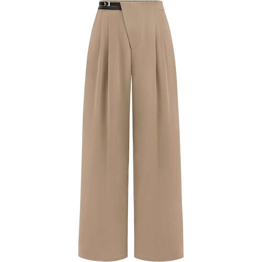 Women's Wide Leg Pants High Waist Office Trousers Business Casual Chic